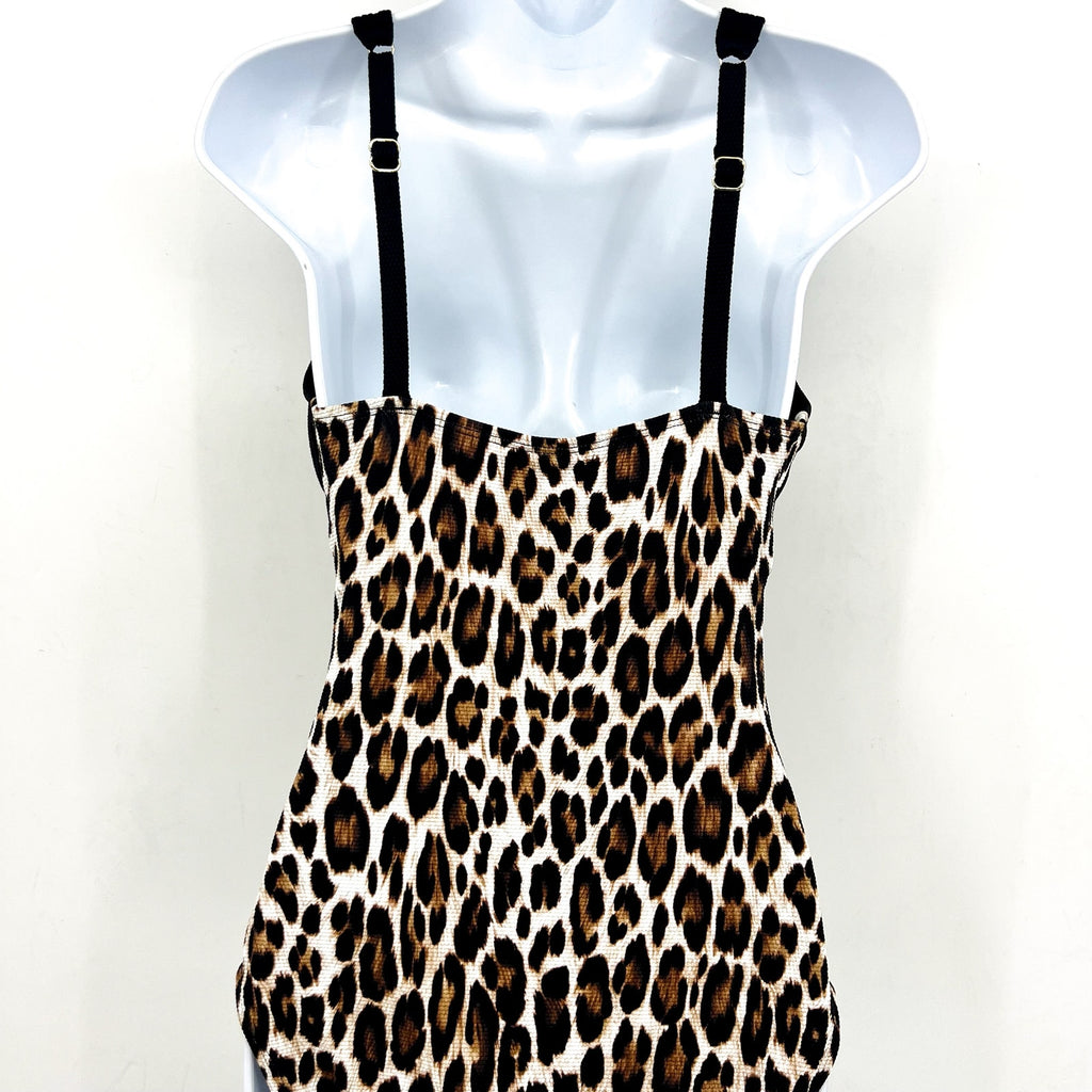 TOMMY BAHAMA Island Cays Leopard One-Piece Swimsuit Size 10 Black Tan NWT