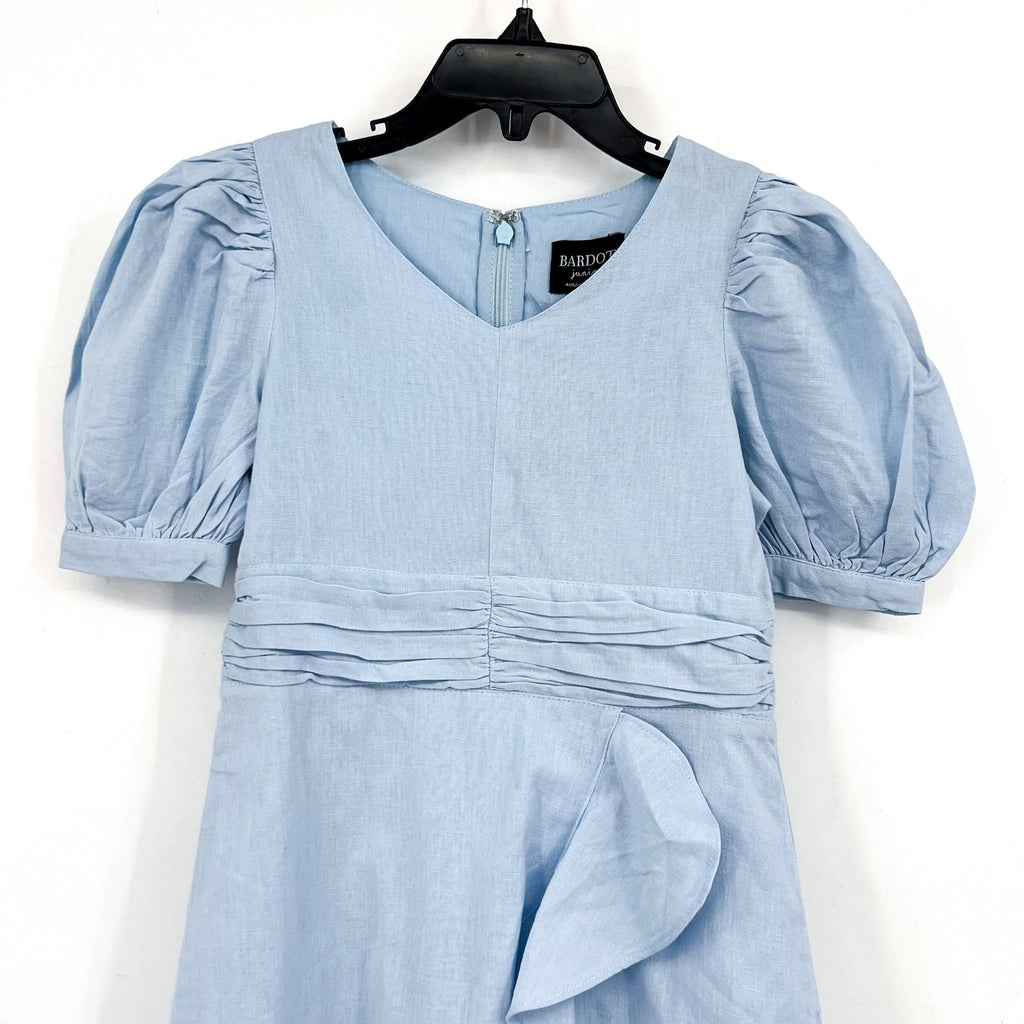 BARDOT JUNIOR Girl's Sky Mini Dress Size 7 Sky Blue Short Cotton Flax NWT