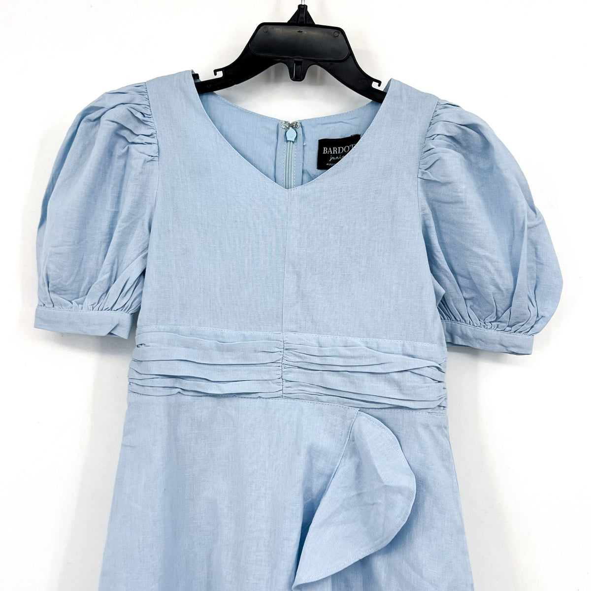BARDOT JUNIOR Girl's Sky Mini Dress Size 7 Sky Blue Short Cotton Flax NWT