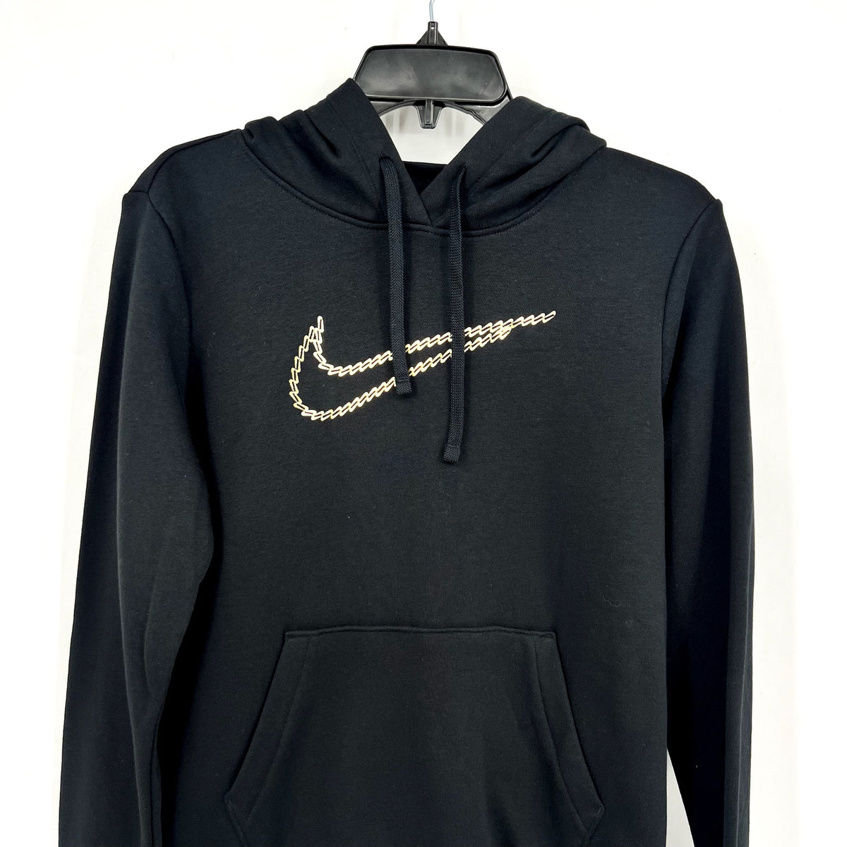 Nike Womens Sportswear Club Premium Hoodie XS Black Loose Shine Sweatshirt NWT