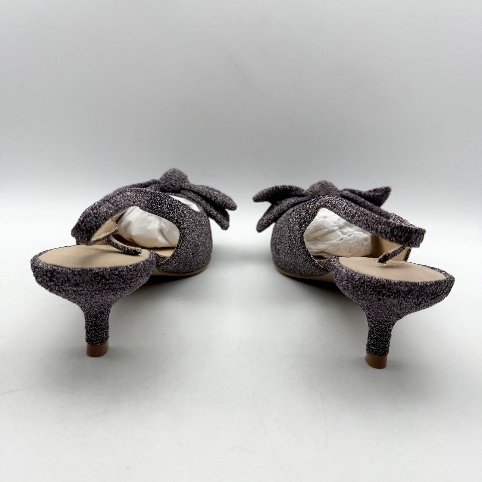 Jack Rogers Womens Debra Kitten Heels US 10 M Dark Gray Sparkle Slingback NIB