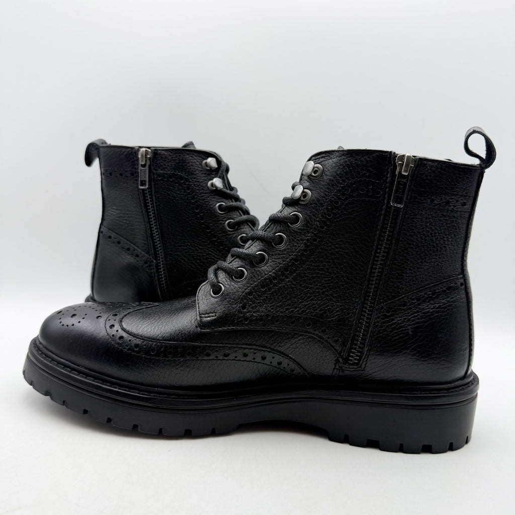 Vince Camuto Mens Namid Combat Boots US 8.5 EU 41.5 Black Leather NWOB
