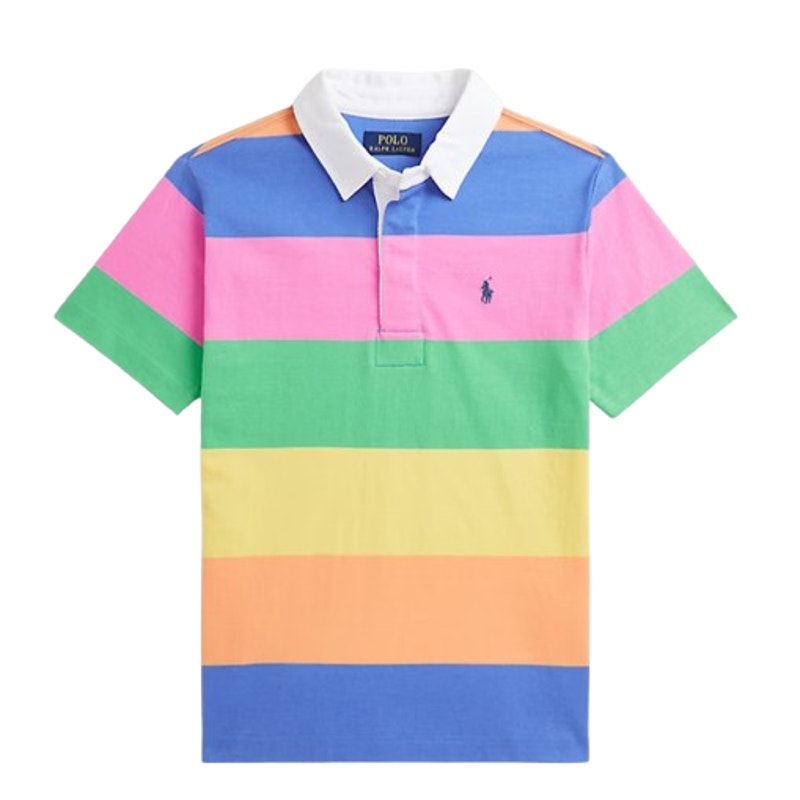 POLO RALPH LAUREN Kids Short-Sleeve Rugby Polo Shirt Medium Striped Cotton NWT