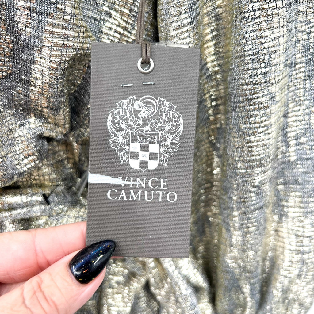 Vince Camuto Women's Metallic Wide-Leg Jumpsuit 0 Petite Gold Belted NWT
