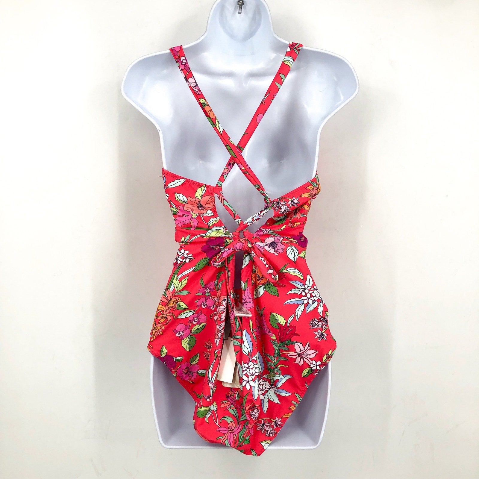 TOMMY BAHAMA Reversible One Piece Swimsuit Size 14 Pink Floral Gingham NWT