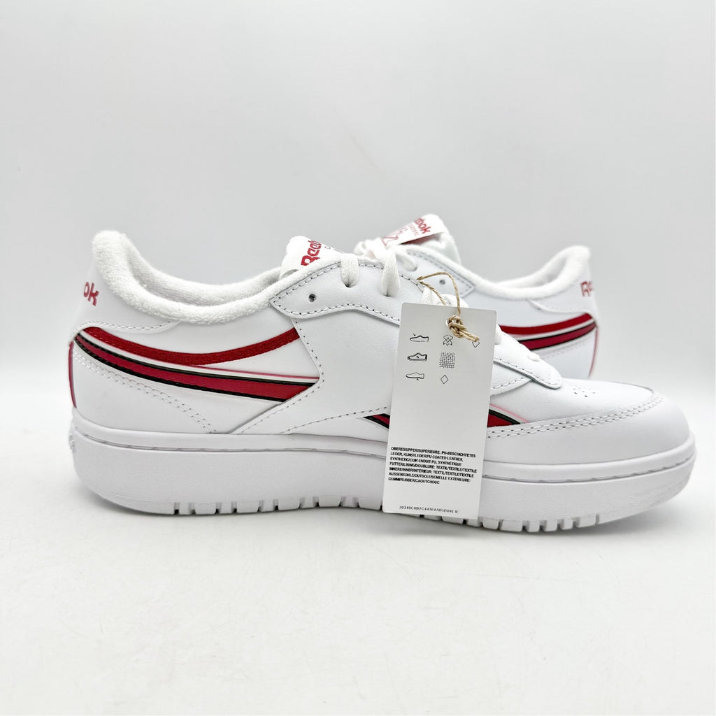 Reebok Womens Club C Double Sneaker SIZE 9 EU 40 White Red Leather NWT