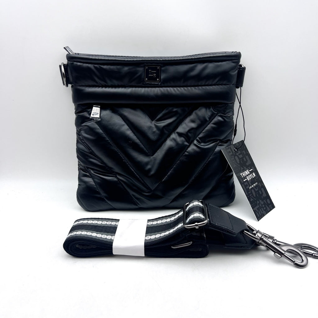 THINK ROYLN Women's Sidewalk Crossbody Bag Small Pearl Black Quilted NWT