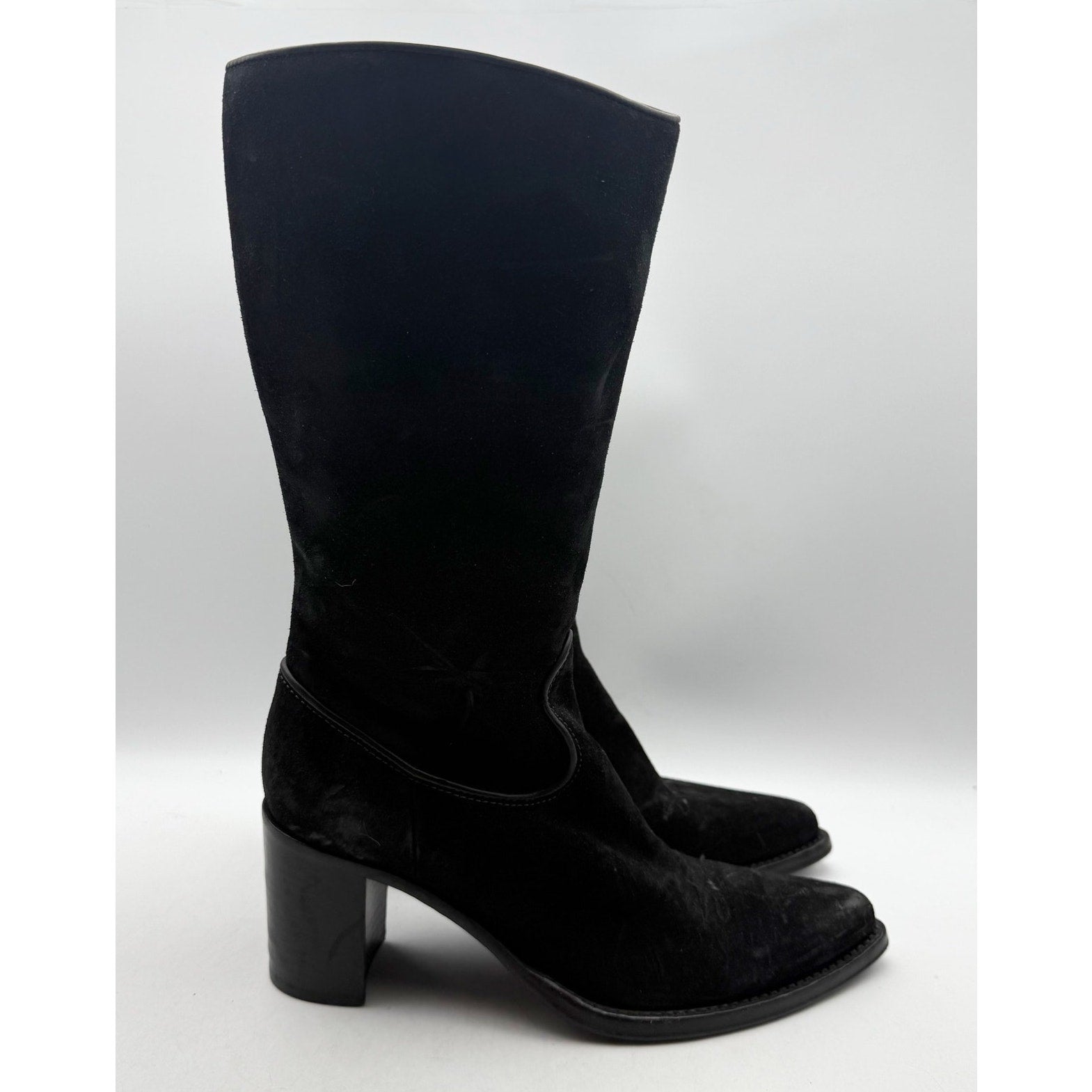RE/DONE Womens 90s Western Knee High Boots EU 37 US 7 Black Suede EUC