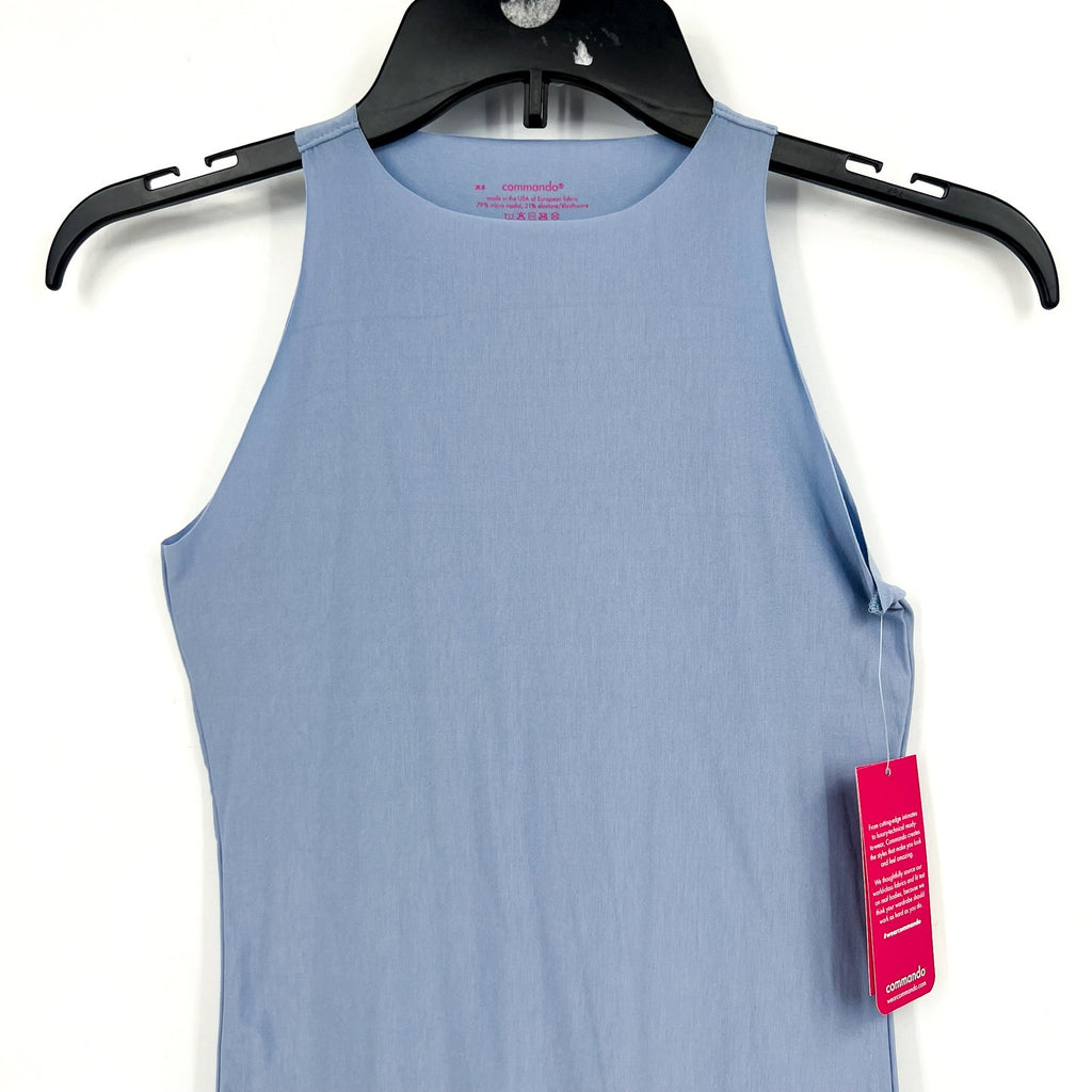 COMMANDO Women's Butter Crewneck Tank Bodysuit XL Pool Blue High Neck NWT