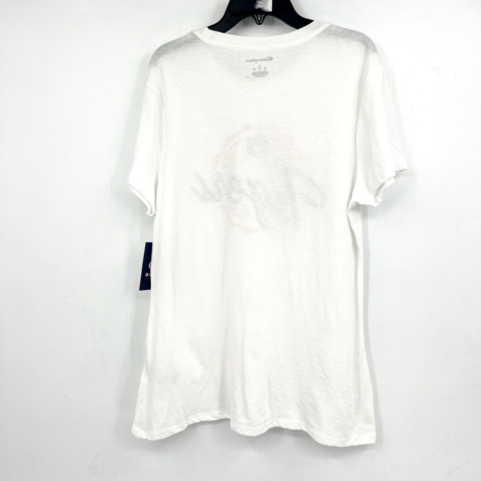 CHAMPION Womens Auburn Tigers Faux Crest T-shirt LARGE White Short Sleeve NWT