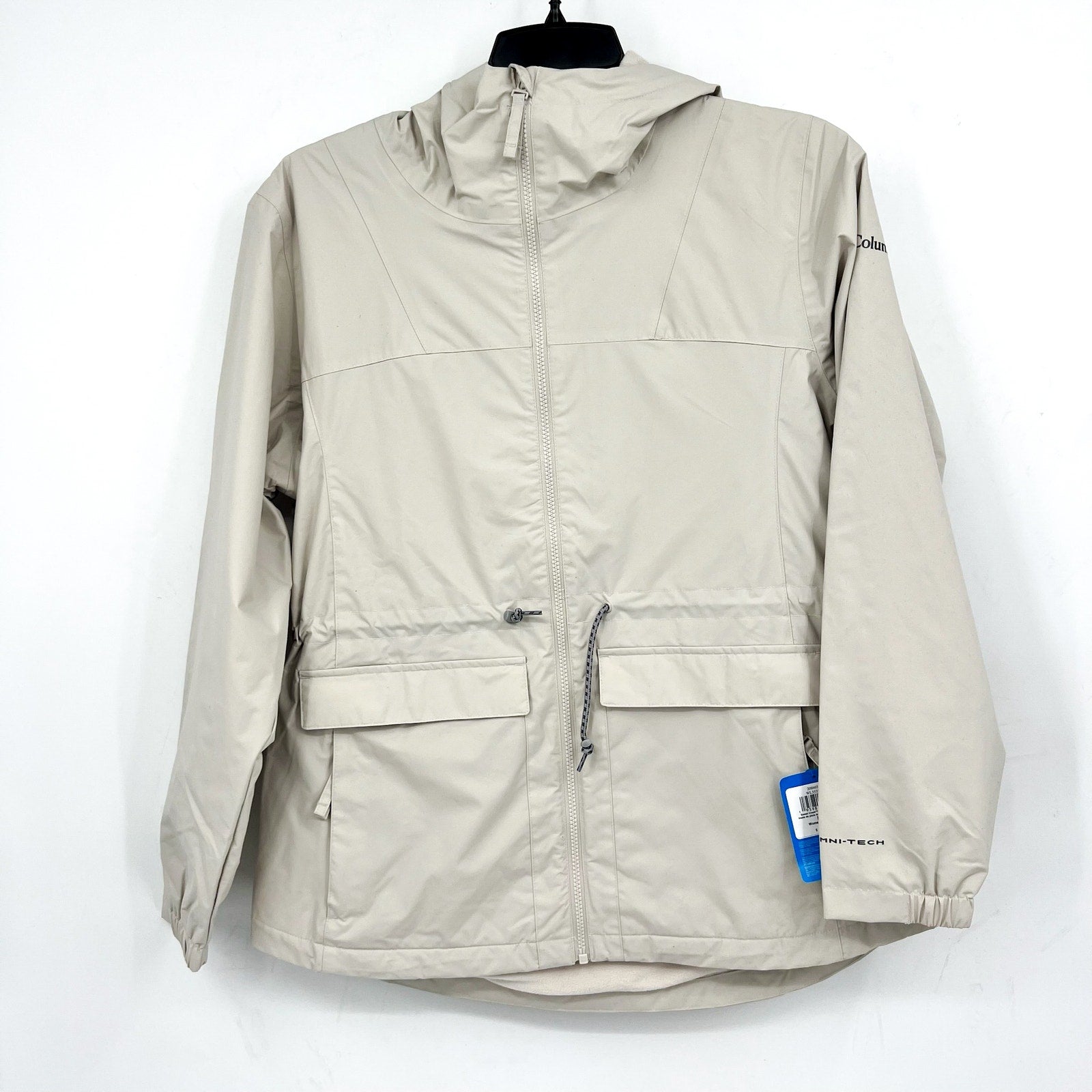 COLUMBIA Women Sweet Creek II Lined Rain Jacket Large Dark Stone Waterproof NWT