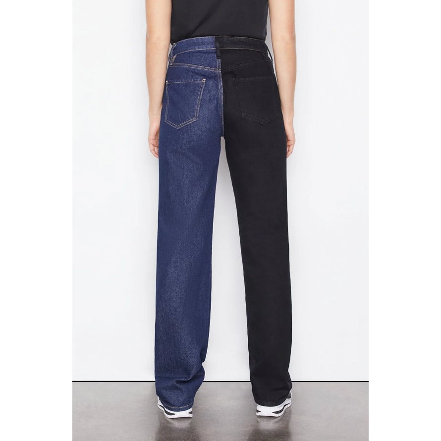 FRAME Womens Le Jane Colorblock Relaxed Jeans Size 23 Blue Black Dell Noir NWT
