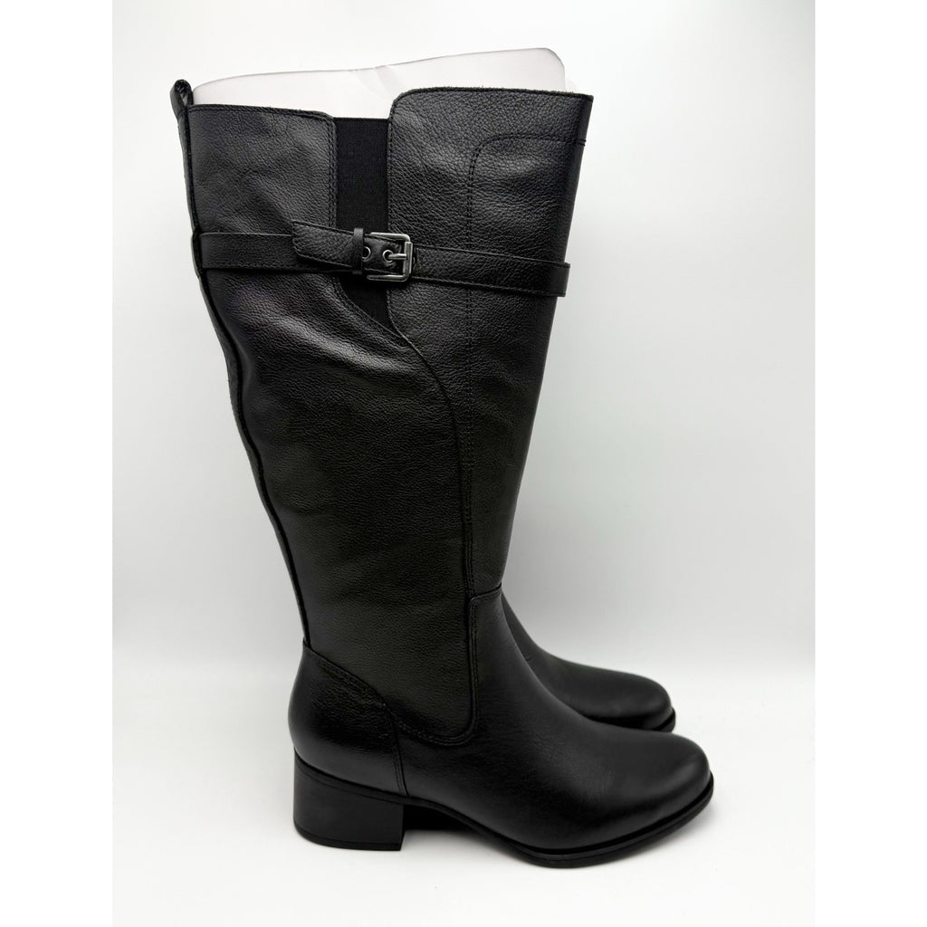 Naturalizer Womens Kenna Knee High Boots Size 9 M XWIDE CALF Black Leather NIB