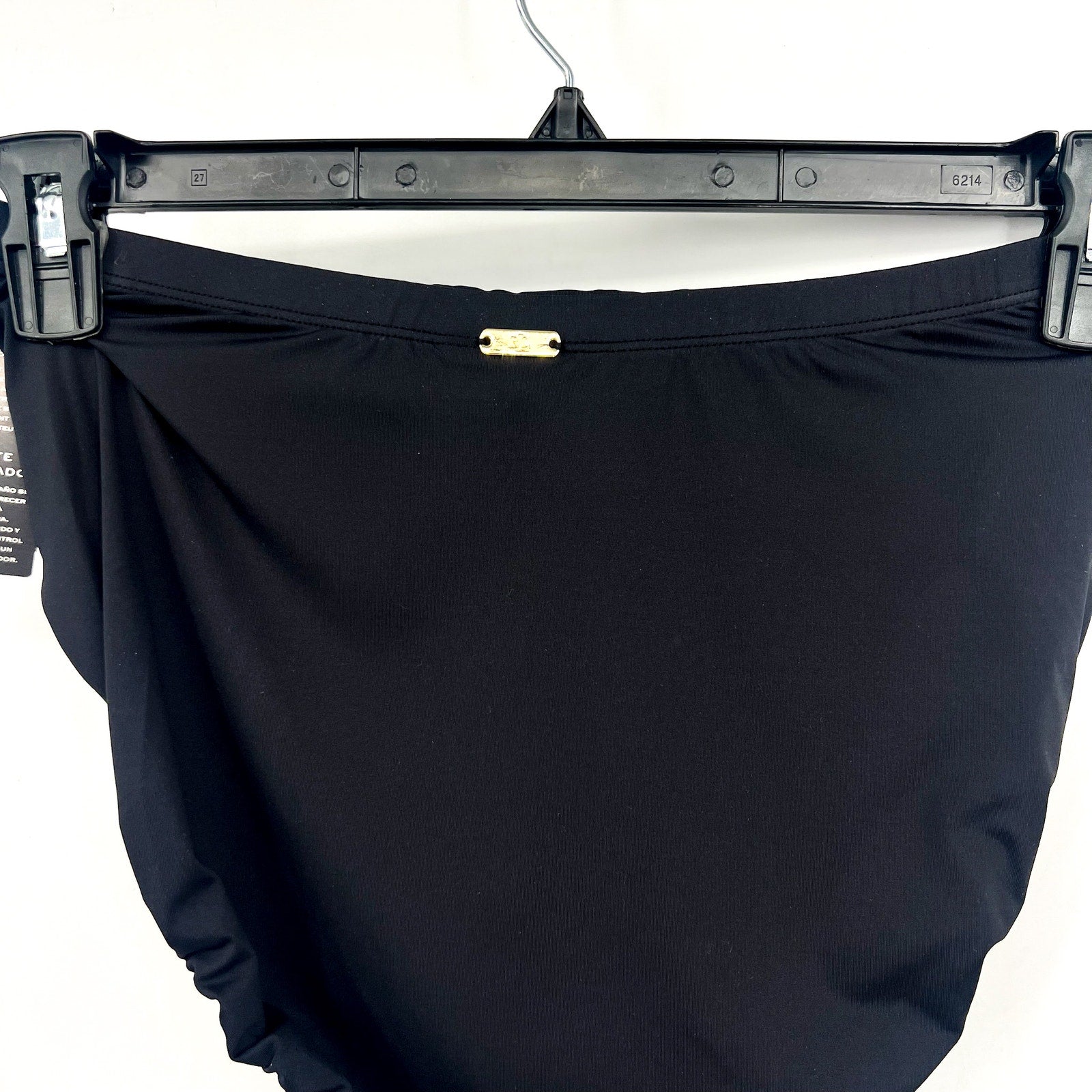 LAUREN RALPH LAUREN Slimming High Waist Bikini Bottom Size 14 Black Beach Club
