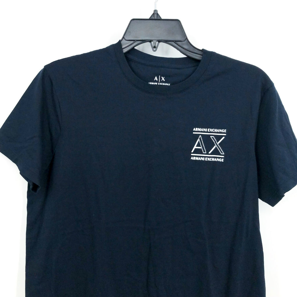 ARMANI EXCHANGE Men's Logo T-Shirt Medium Navy Blue Slim Fit Short Sleeve NWOT