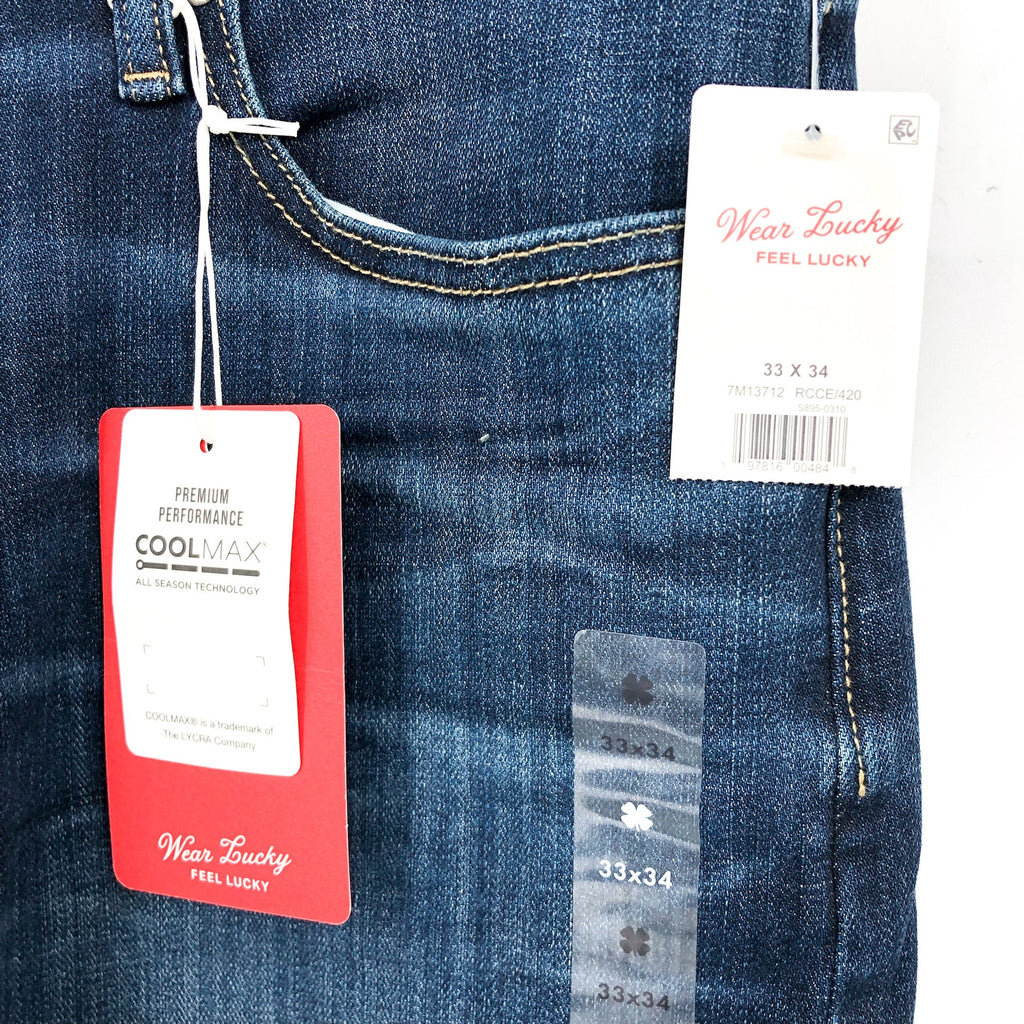 LUCKY BRAND Men's 410 Athletic Straight Jeans 33x34 Blue Royce Stretch NWT