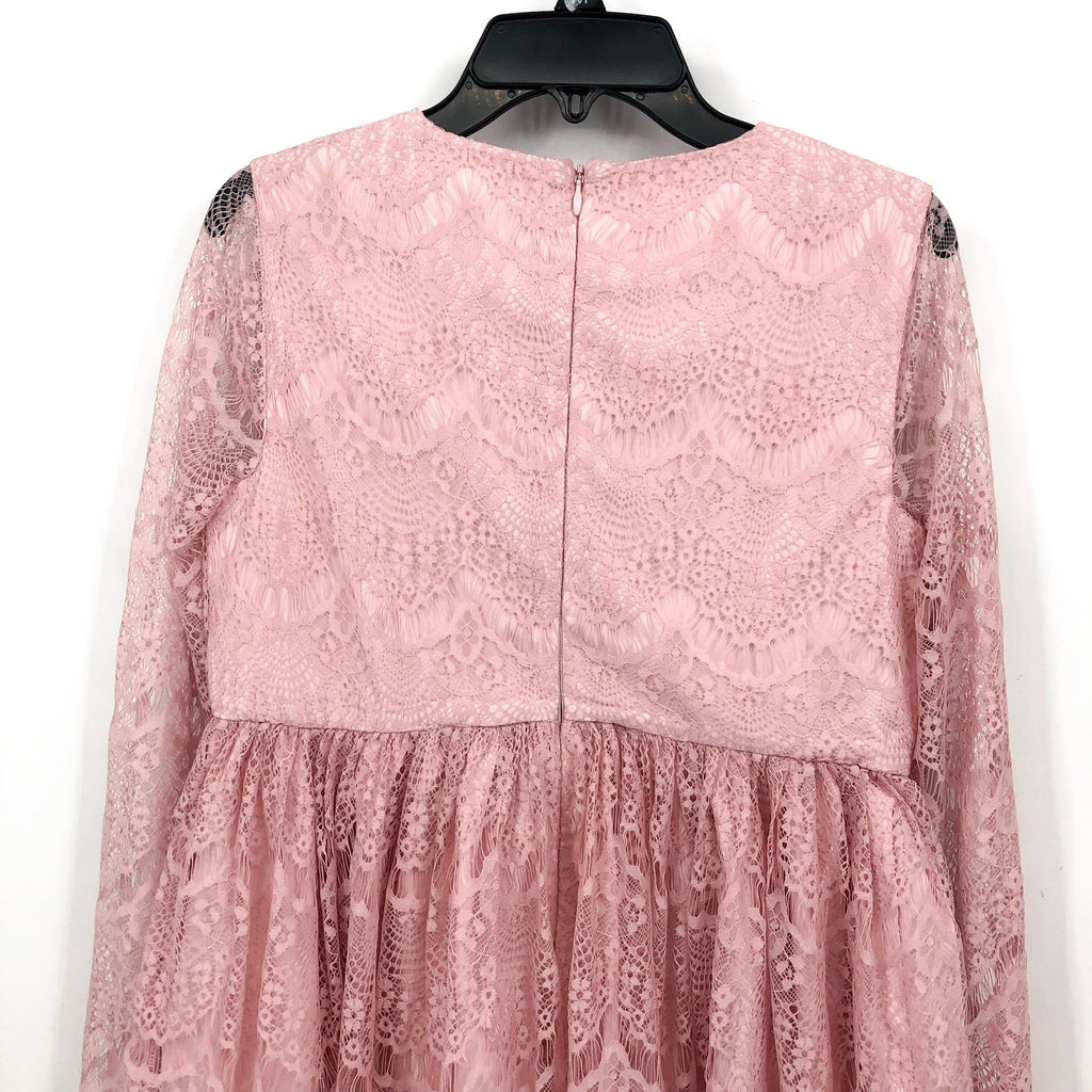 BARDOT JUNIOR Girl Gertrude Lace Dress Size 14 Pink Potpourri Long Sleeve NWT