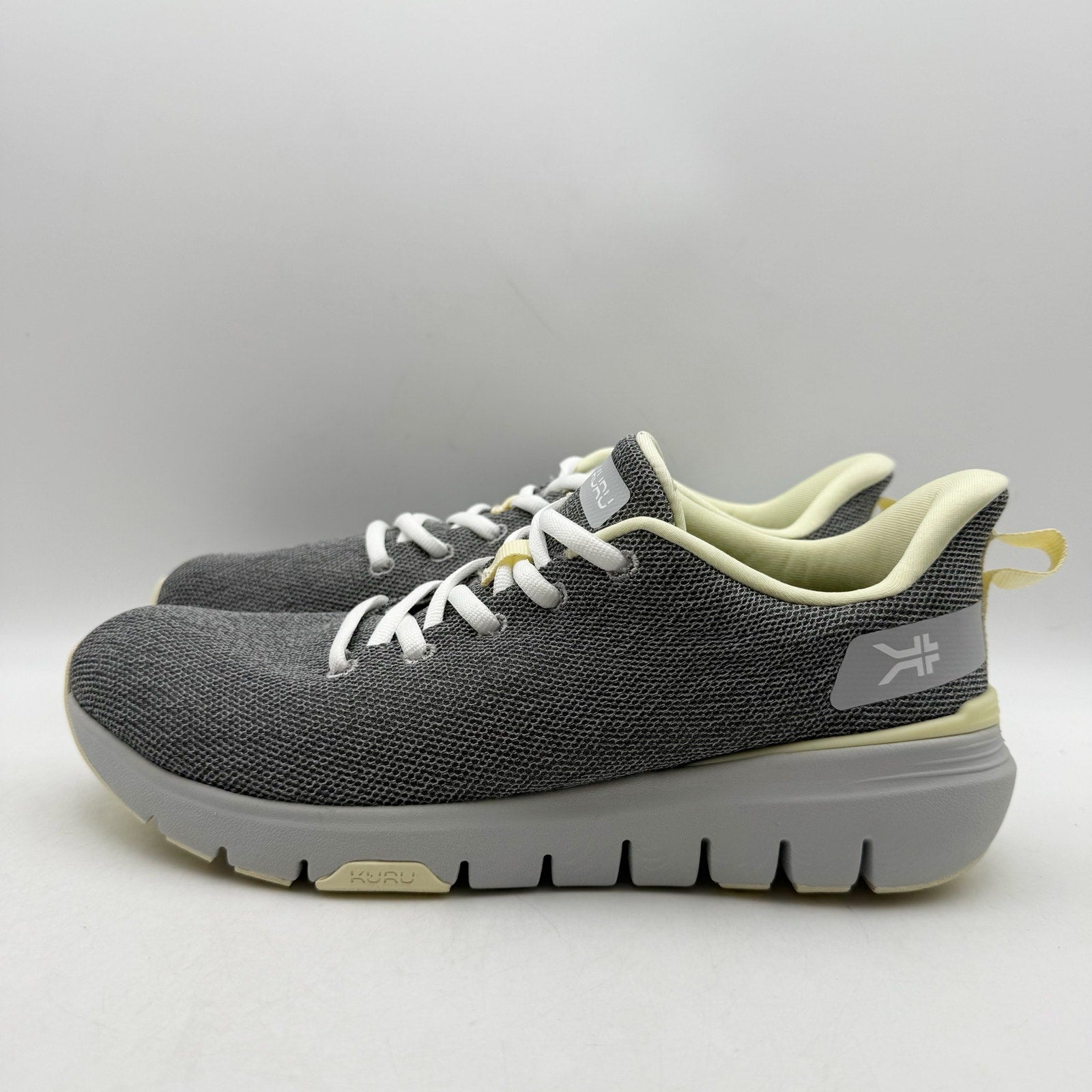 KURU Womens Flex Via Sneakers 8.5 M Dove Gray Pale Lime Athletic Shoes NWOB