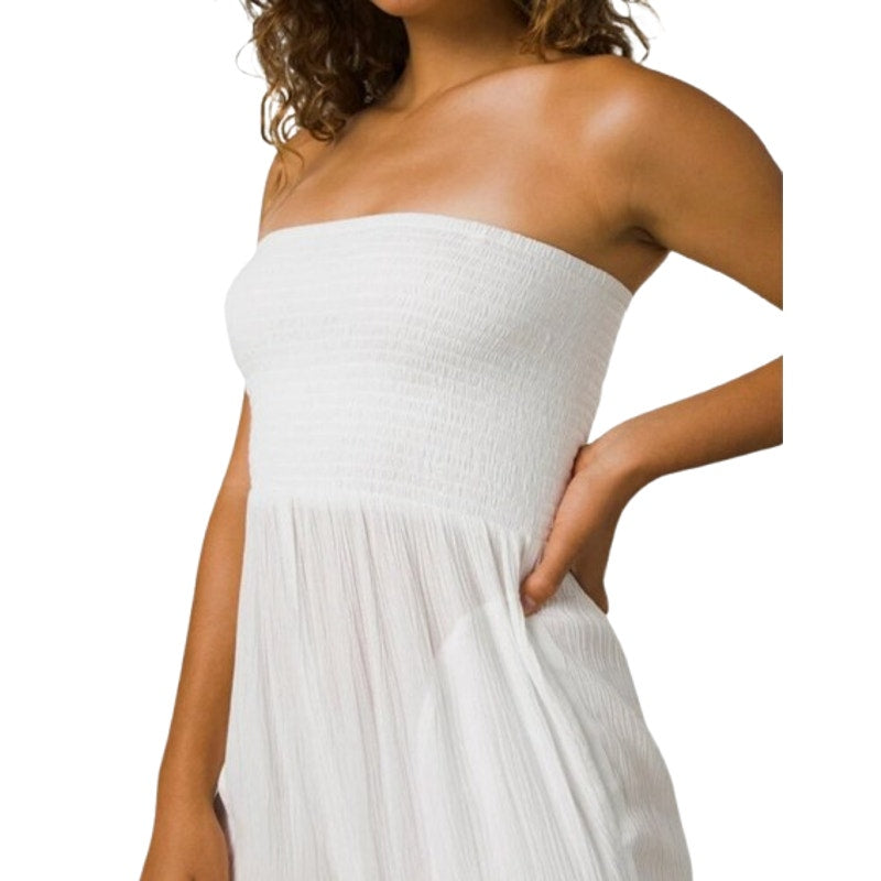 PRANA Women's Fernie Smocked Strapless Jumpsuit Small White Sleeveless NWT
