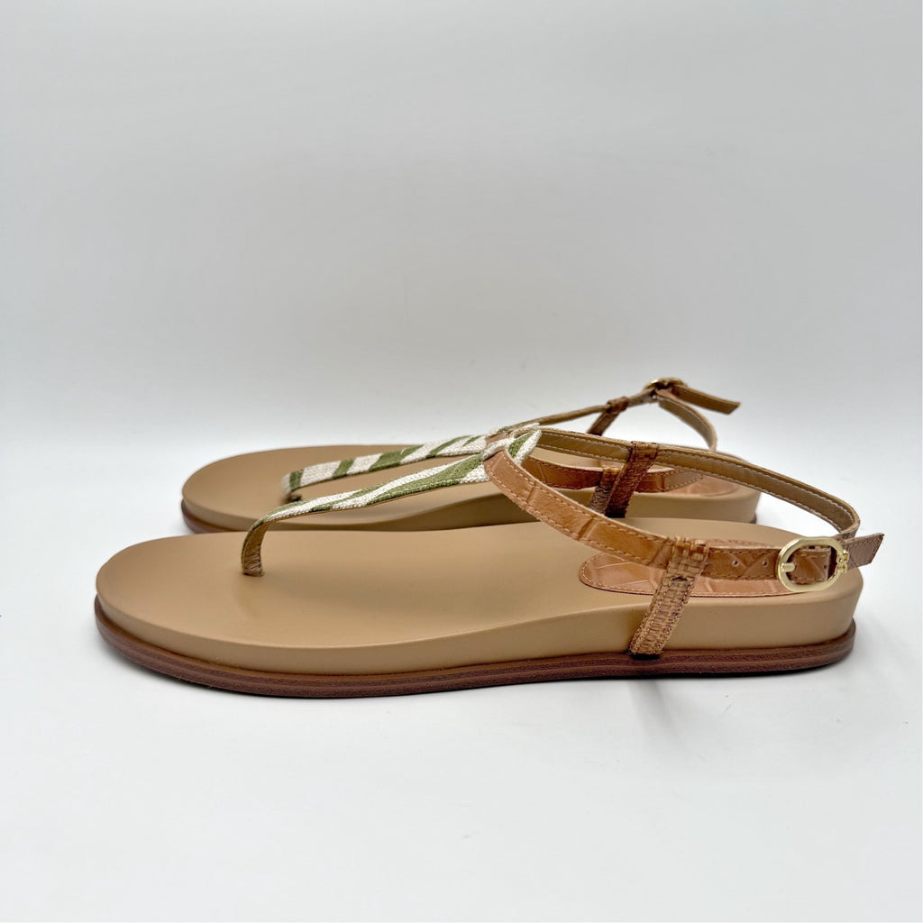 Sam Edelman Womens Naomi T-Strap Flat Sandals Size 9.5 M Green Tan NIB