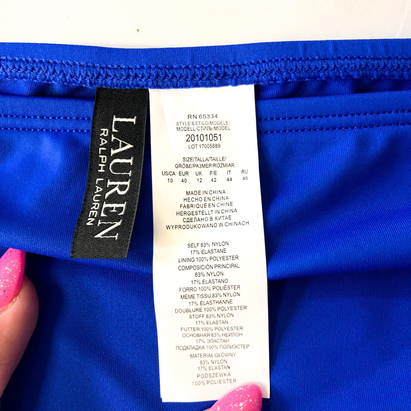 LAUREN RALPH LAUREN Womens Ring Bikini Bottoms Size 10 Royal Blue Beach Club NWT