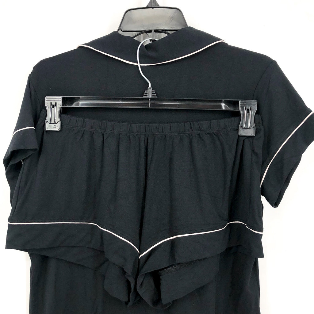 EBERJEY Women Gisele Relaxed Short PJ Set US Medium Black Pink TENCEL Modal NWOT