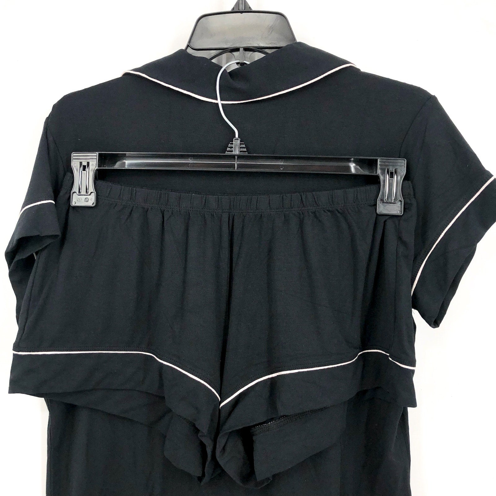 EBERJEY Women Gisele Relaxed Short PJ Set US Medium Black Pink TENCEL Modal NWOT