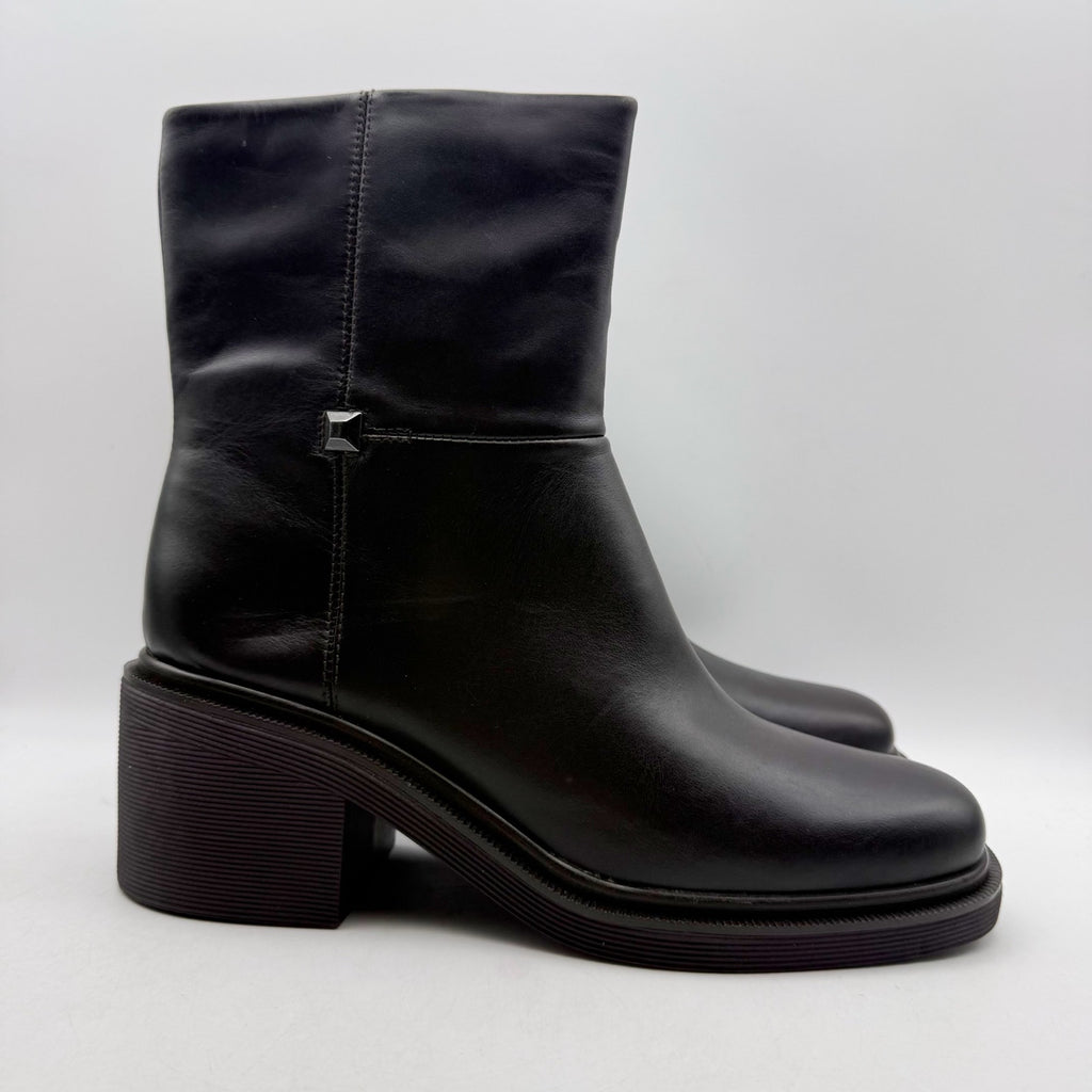 Franco Sarto Womens Kyra Heeled Boots US 9 Black Leather NWOB