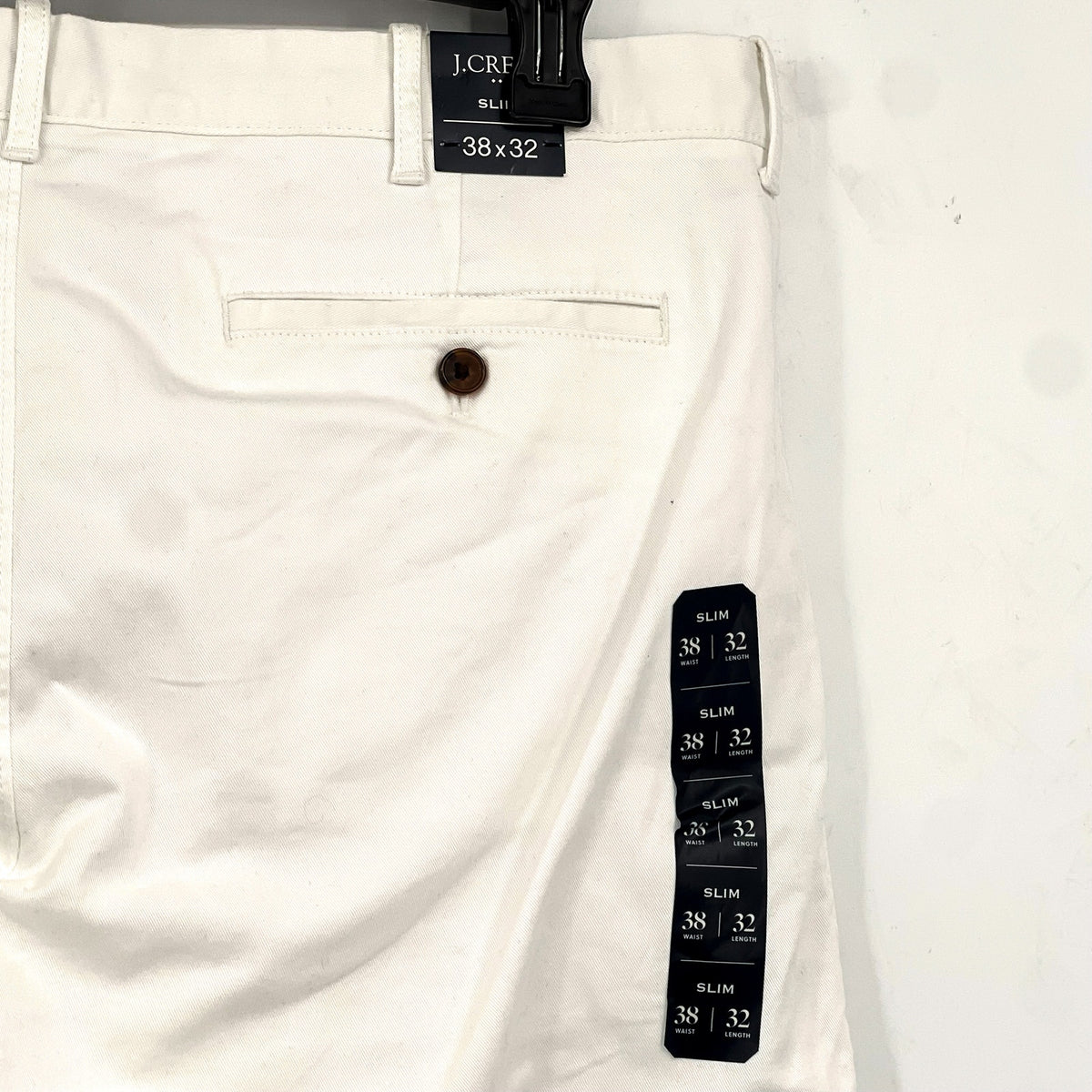 J.CREW Men's Slim-fit Flex Chino Pants 38x32 White Stretch Flat Front H3167 NWT