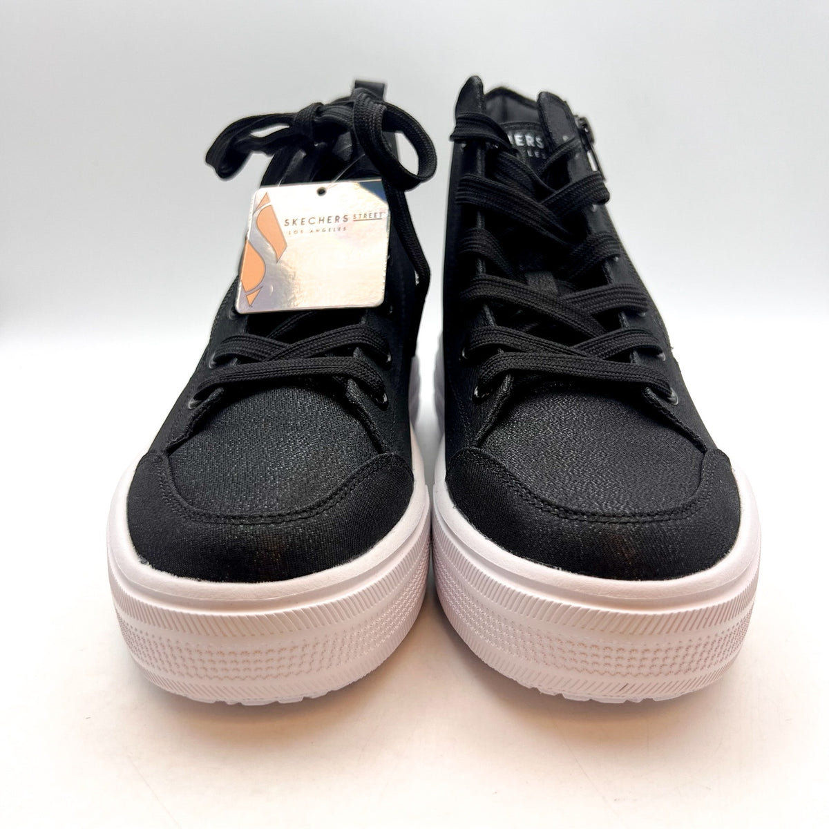 SKECHERS Girl's Hyperlift Hightop Sneakers Size 5 EU 37 Black Metallic NWOB