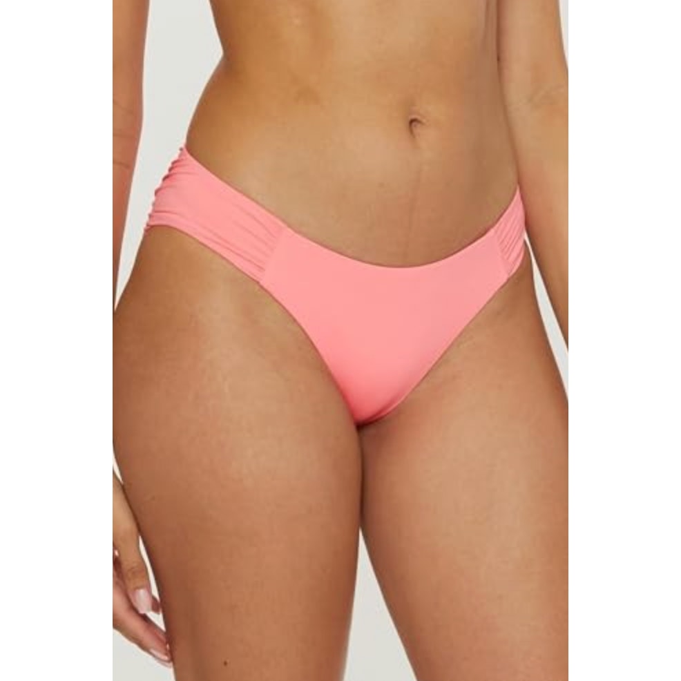BECCA Womens Coast Adela Hipster Bikini Bottom Small Pink Coral Reef Shirred NWT
