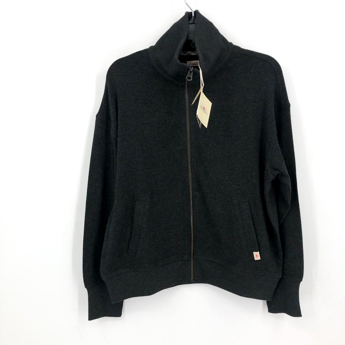 FAHERTY Legend Lounge Full Zip Sweatshirt Medium Heathered Black Twill NWT