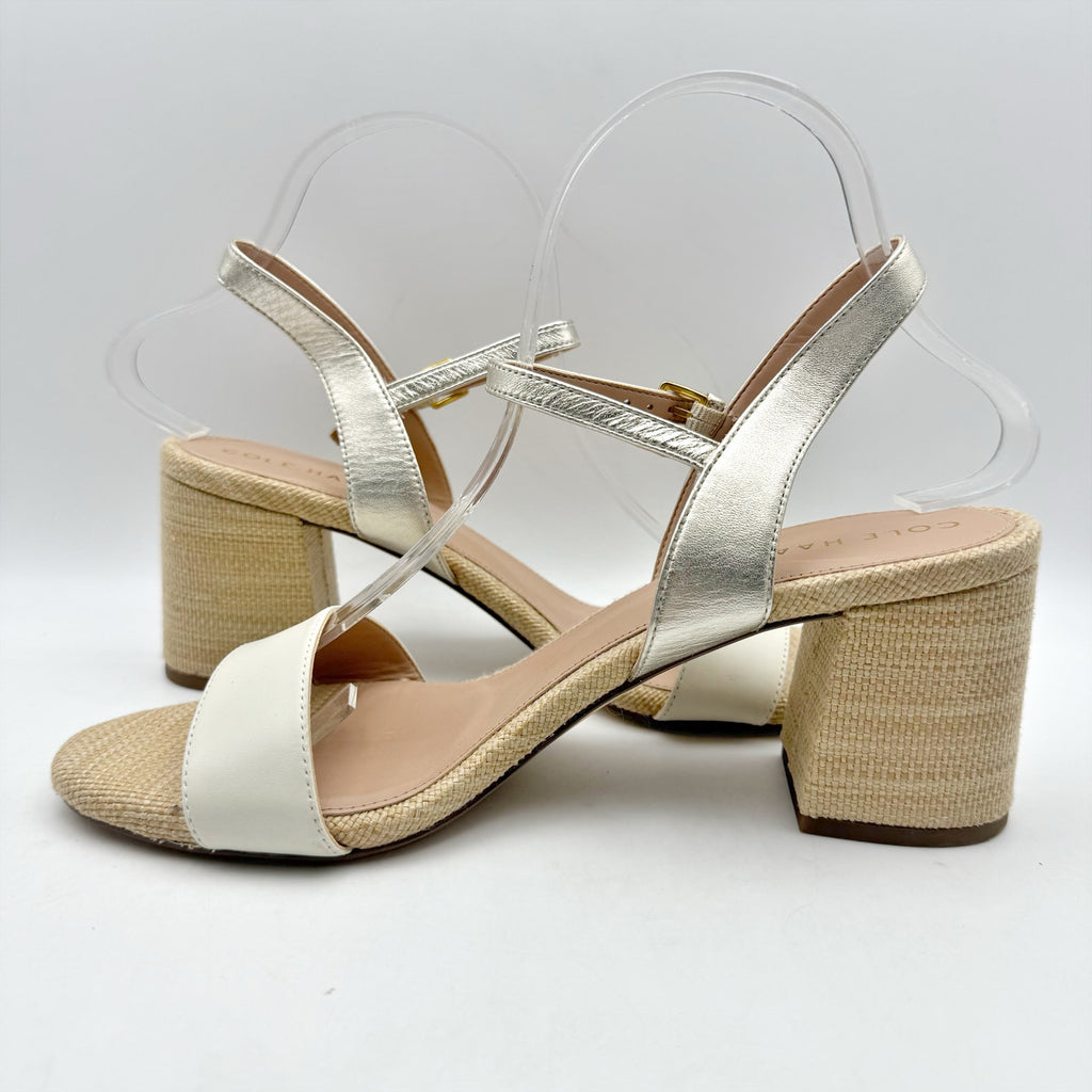 Cole Haan Womens Josie Heeled Sandals US 8.5 B Taupe Cream Suede NWOB