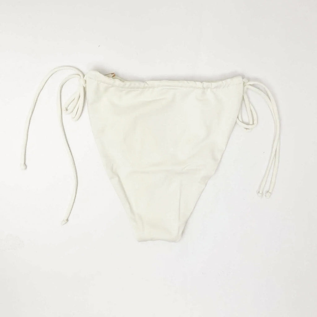 Good American Tiny Ties Bikini Bottoms Sz 4 XL Swimwear Matte Ivory White NWT