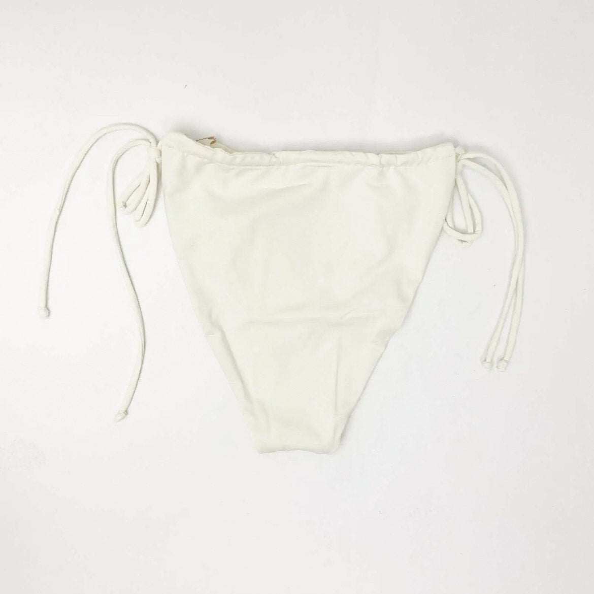 Good American Tiny Ties Bikini Bottoms Sz 4 XL Swimwear Matte Ivory White NWT