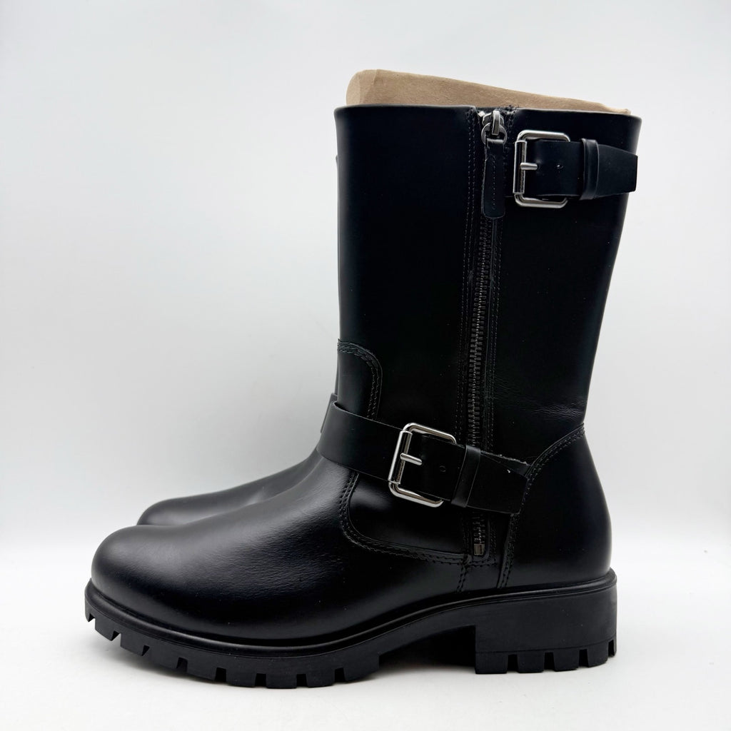 ECCO Womens Modtray Moto Mid Calf Boots EU 38 US 7-7.5 Black Leather NWOB