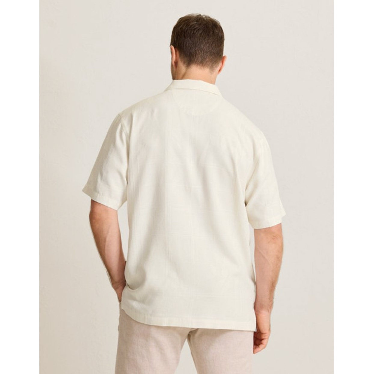TOMMY BAHAMA Men's Pina Palms Embroidered Shirt XL Cream Continental Silk NWT