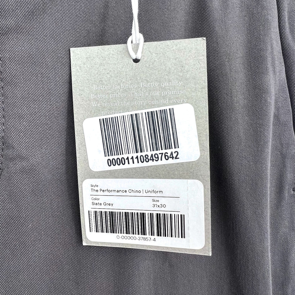 EVERLANE Men's Uniform Performance Chinos 31x30 Slate Grey Slim Fit Pants NWT