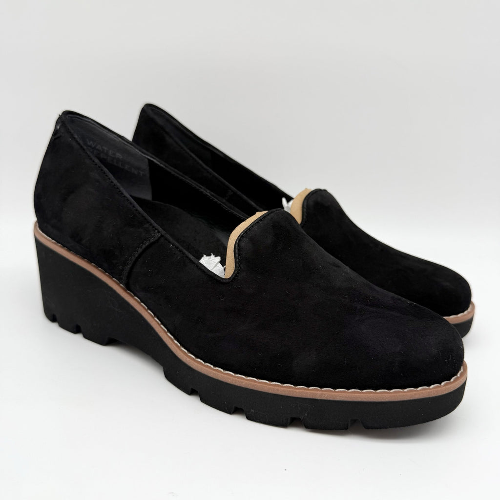 Vionic Womens Willa Wedge Loafers Size 9 M EU 40 Black Suede Slip On NIB