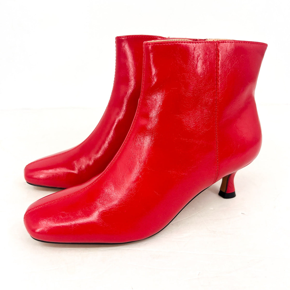 JOURNEE COLLECTION Kelssa Heeled Booties Size 8 Red Patent Vegan Leather NIB