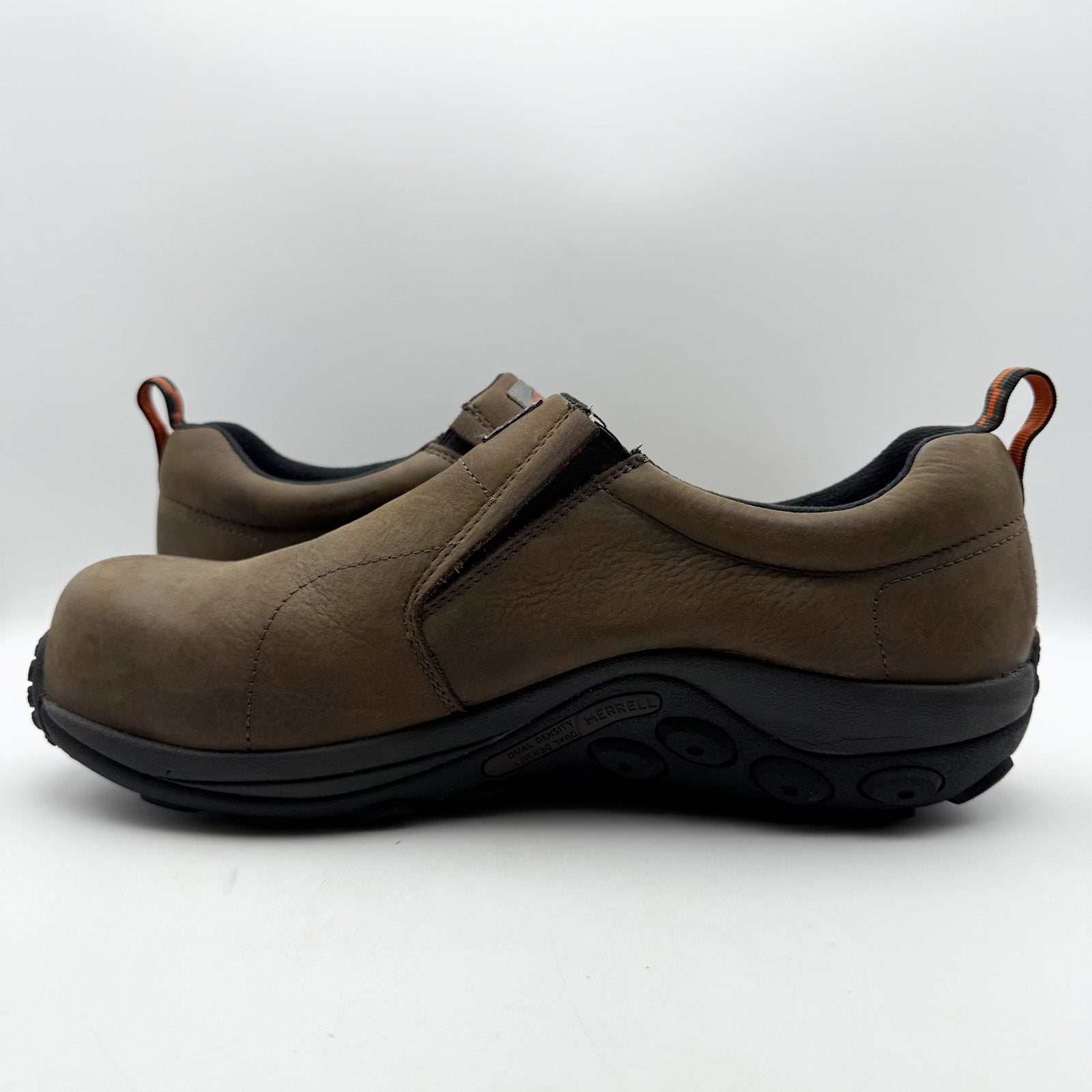 Merrell Mens Jungle Moc Toe Work Shoes US 15 M Brown Suede Slip On Comp Toe NIB