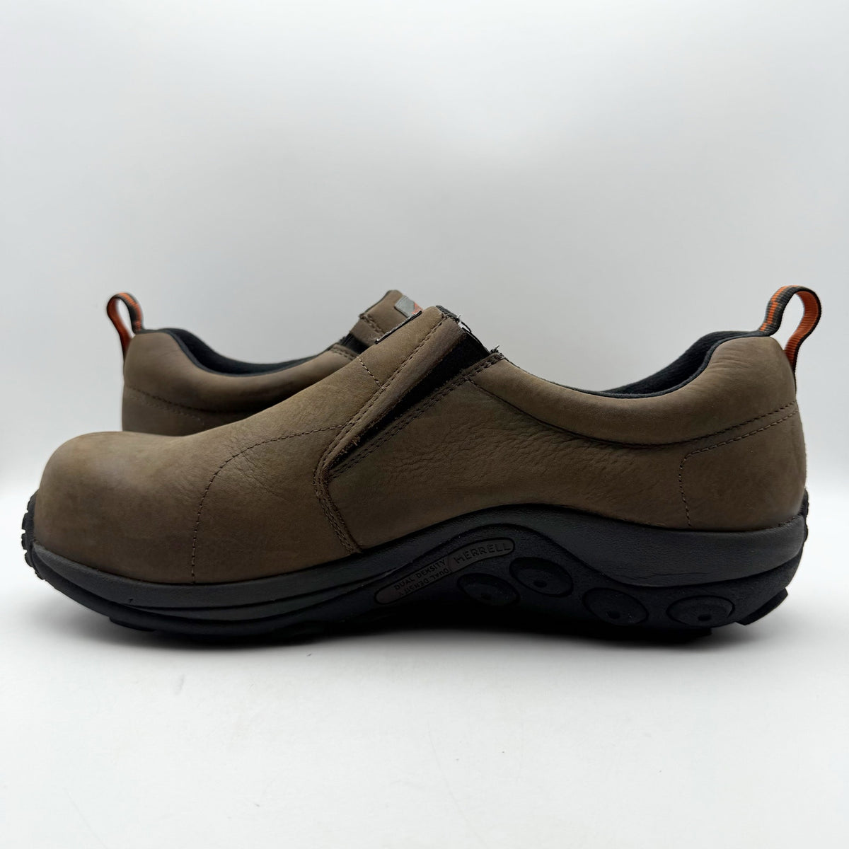 Merrell Mens Jungle Moc Toe Work Shoes US 15 M Brown Suede Slip On Comp Toe NIB