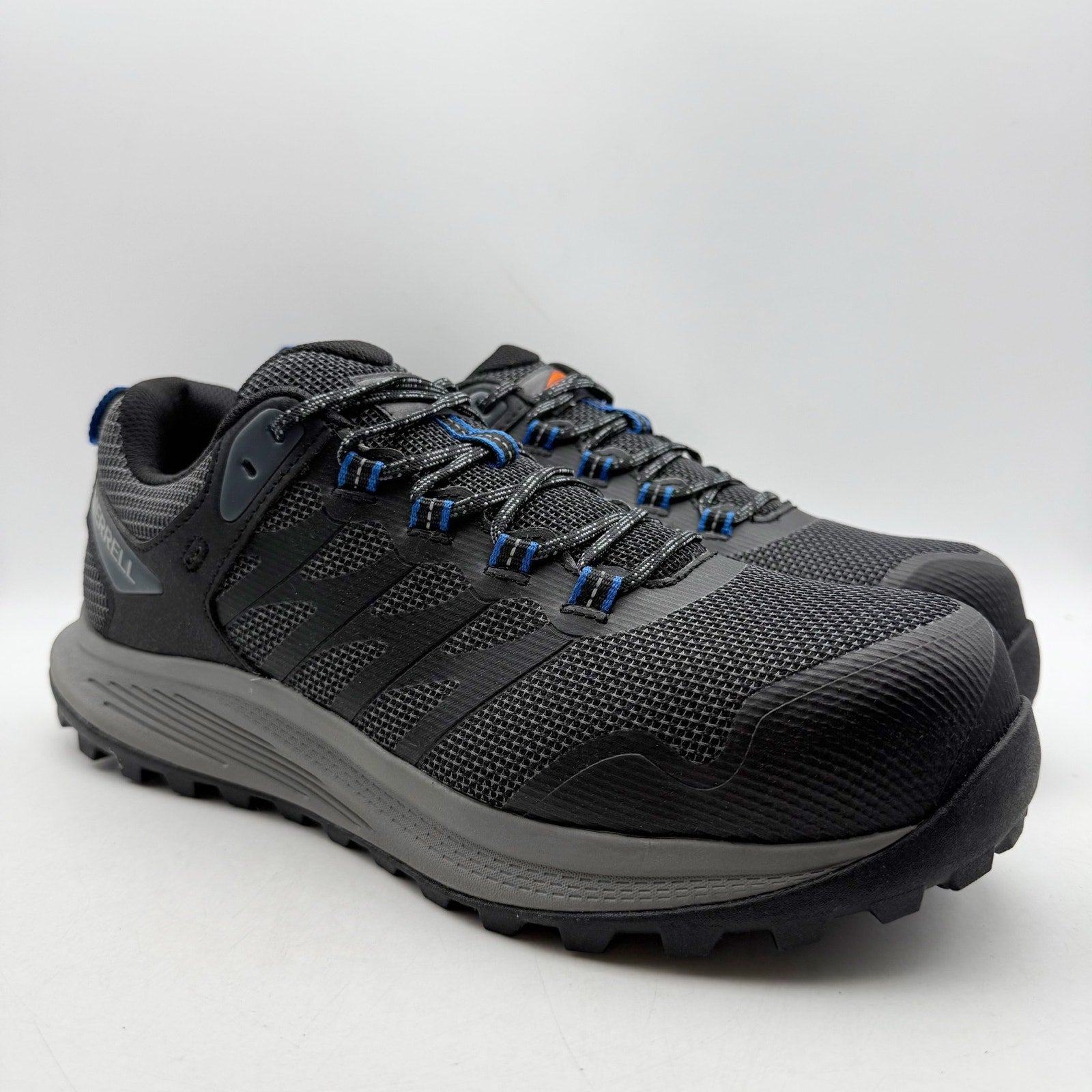 Merrell Mens Nova 3 Work Sneakers US 11.5 Black Blue SR Comp Toe Shoes NIB