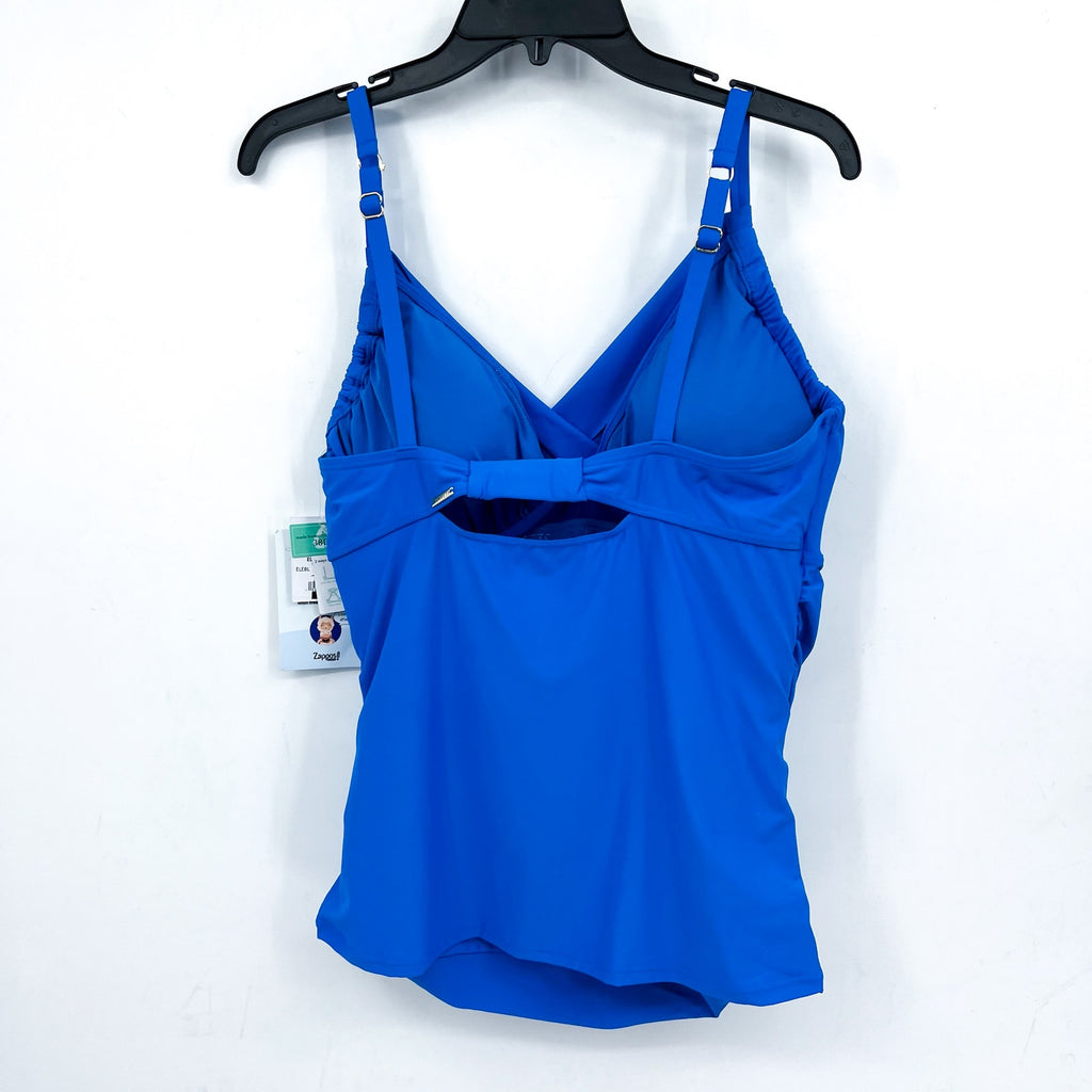 SUNSETS Women's Serena Tankini Top 38DD Electric Blue Cut Out Back Swim NWT