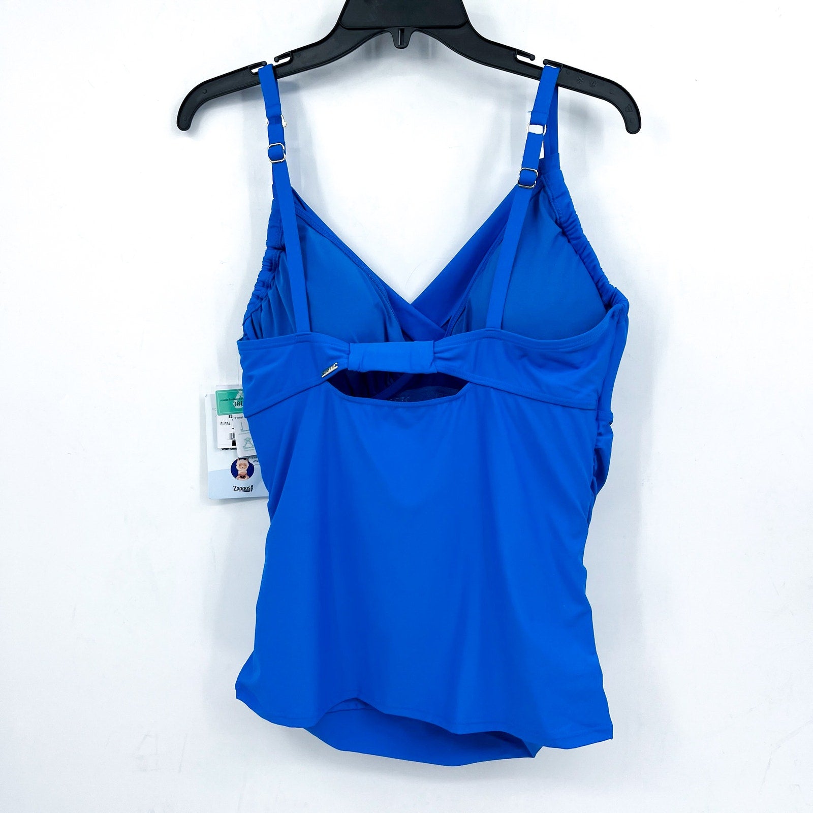 SUNSETS Women's Serena Tankini Top 38DD Electric Blue Cut Out Back Swim NWT