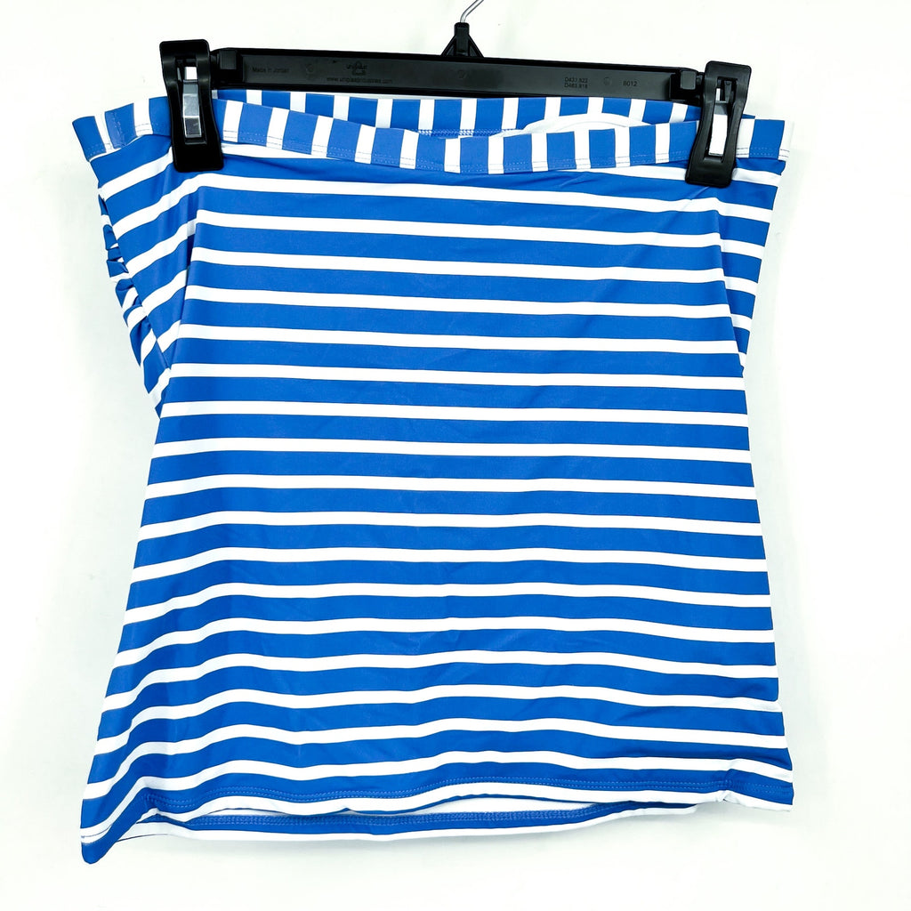 TOMMY BAHAMA Coastline Stripe Bandeau Tankini Top Medium Blue White NWT