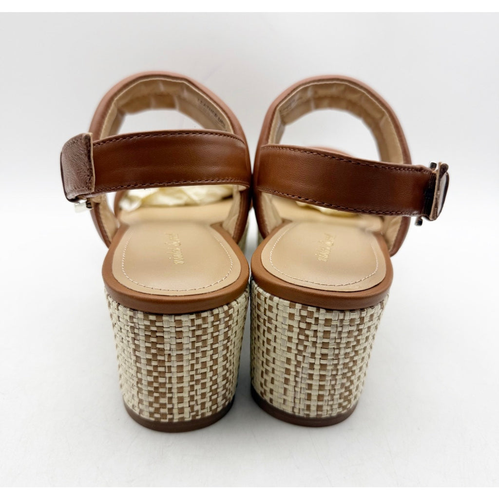 Violet & Red Women's Casey Wedge Sandal Size 8.5 Brown Tan Leather Platform NWOB