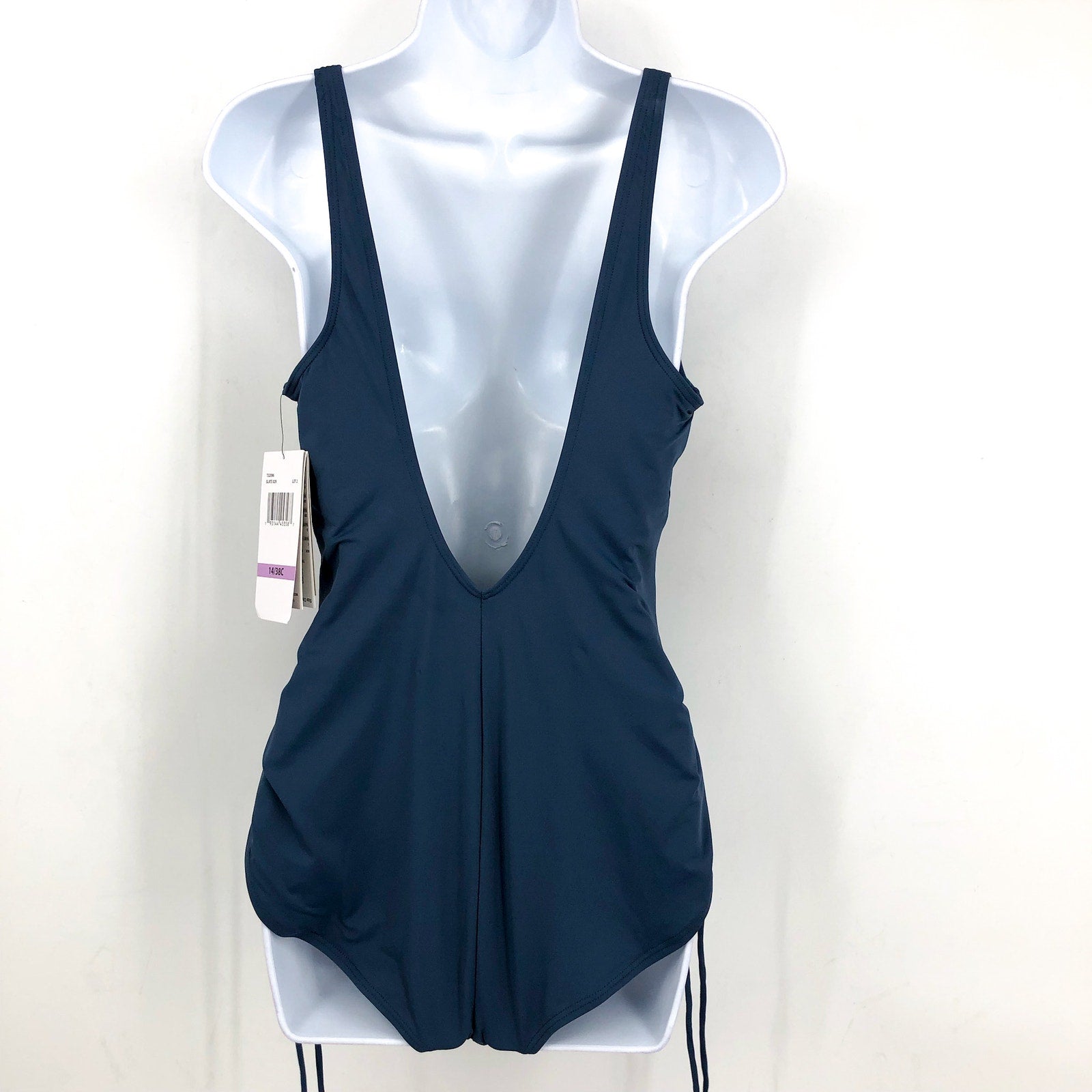 CONTOURS COCO REEF Keepsake Stellar One-Piece Swimsuit  US 14 38C Slate Ble NWT