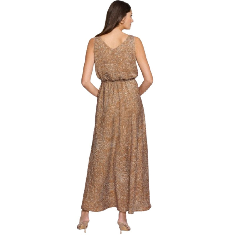 NIC+ZOE Womens Swirling Sands Bianca Dress Large Neutral Tan White Tank NWT