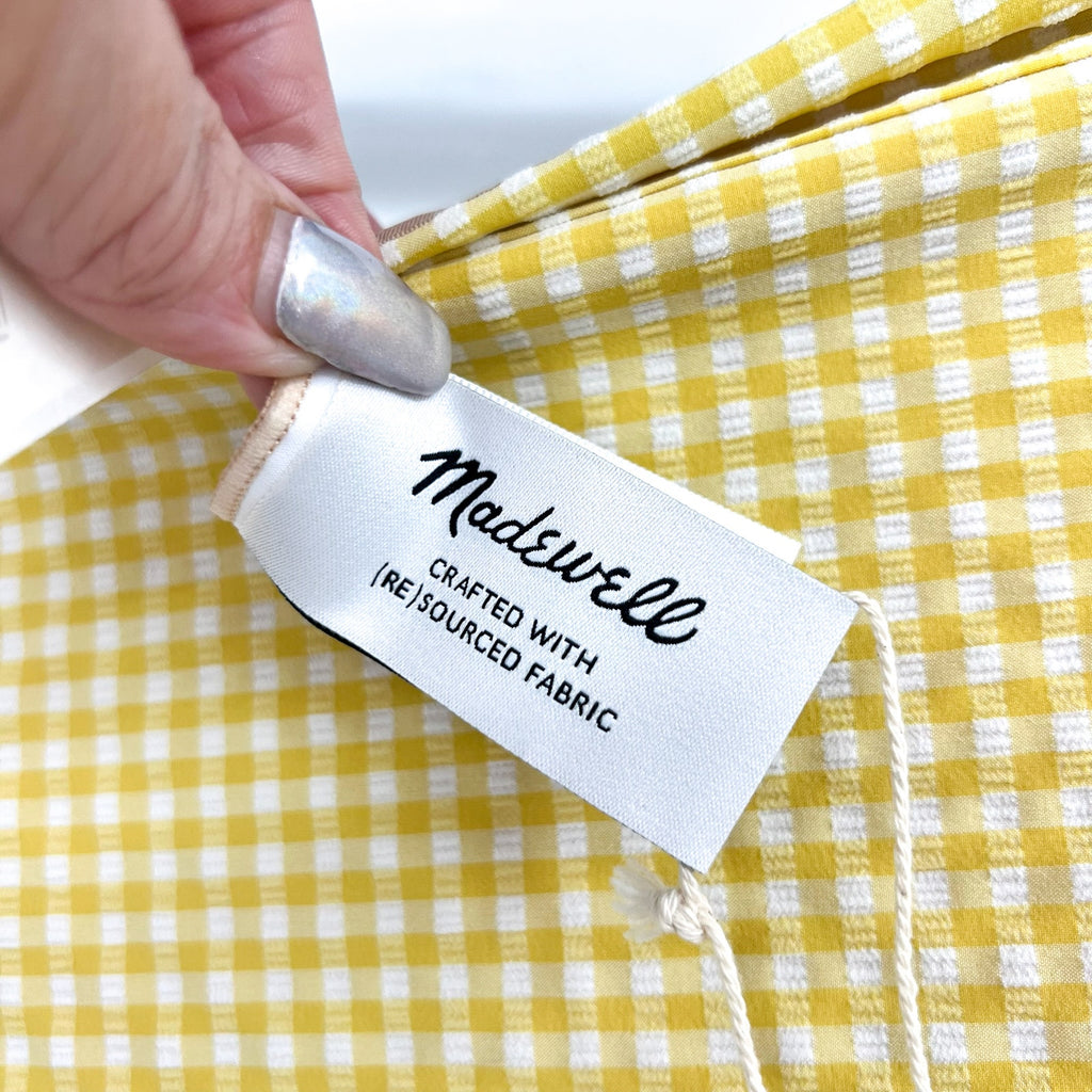 MADEWELL Prawn High-rise Bikini Bottom XL Yellow Chamomile Tea Seersucker NWT